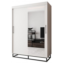 Szafa przesuwna garderoba do sypialni z lustrem Sigma T2 150 czarna biała